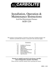 Carbolite AGD 12/4 Installation, Operation & Maintenance Instructions Manual