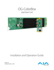 AJA OG-ColorBox Installation And Operation Manual