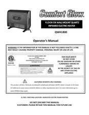 Comfort Glow QWH1800 Operator's Manual