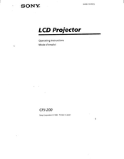 Sony CPJ-200 Operating Instructions / Mode d’emploi Operating Instructions Manual