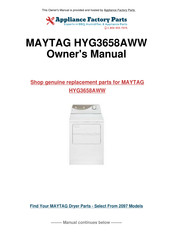 Maytag HYG3658AWW Use & Care Manual