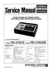 National PANASONIC RS-275US Series Service Manual