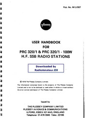 Plessey PRC 320/1 100W User Handbook Manual
