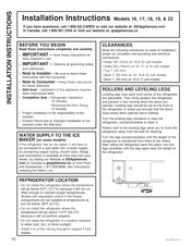 GE GTS19KYNRFS Installation Instructions Manual