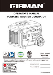 Firman W05381 Operator's Manual