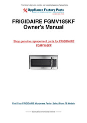 Electrolux FRIGIDAIRE FGMV185KF Use & Care Manual