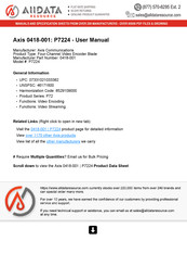 Axis 0418-001 User Manual