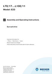 Becker L70-17-E23 Assembly And Operating Instructions Manual
