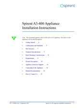 Spirent A3-400 Installation Instructions Manual