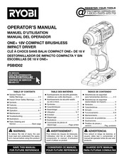Ryobi ONE+ PSBID02 Operator's Manual