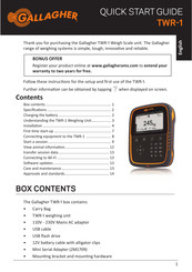 Gallagher TWR-1 Quick Start Manual