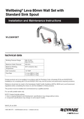 Watts ENWARE Wellbeing Leva WLC80WSET Installation And Maintenance Instructions Manual