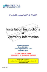 Imperial Kitchen Ventilation G3036PS1-8-BL Installation Instructions Manual