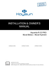 Kaysun KHPM-BI 10 Installation & Owner's Manual