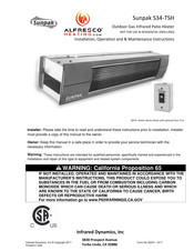 Alfresco Sunpak S34-S-TSH Installation, Operation And Maintenance Instructions
