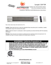 Alfresco Sunpak S34B-TSR Installation, Operation And Maintenance Instructions