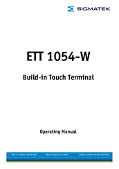 Sigmatek ETT 1054-W Operating Manual
