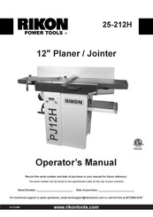 Rikon Power Tools 25-212H Operator's Manual