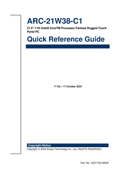 Avalue Technology ARC-21W38-C1 Quick Reference Manual