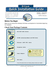 D-Link DSL-562T Quick Installation Manual