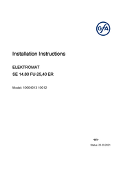 GFA ELEKTROMAT SE 14.80 FU-25,40 ER Installation Instructions Manual