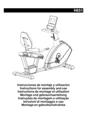 BH FITNESS H651 Instructions For Assembly And Use