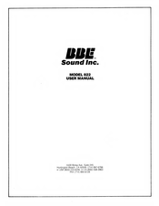 BBE 822 User Manual