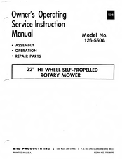 MTD 126-550A Owner's Operating Service Instruction Manual