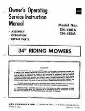 MTD 134-480A Owner's Operating Service Instruction Manual
