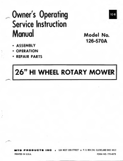 MTD 126-570A Owner's Operating Service Instruction Manual