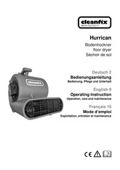 Cleanfix Hurrican Operating	 Instruction
