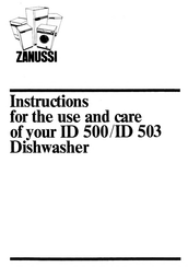 Zanussi ID 500 Instructions Manual