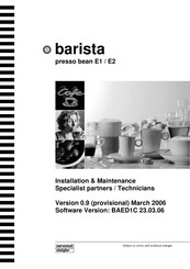 Servomat Steigler Barista pb E1 Installation & Maintenance