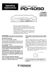Pioneer PD-4050 Operating Instructions Manual