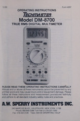 A.W. Sperry Instruments TECHMASTER DM-8700 Operating Instructions Manual