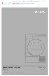 Asko T411HD Instructions For Use Manual