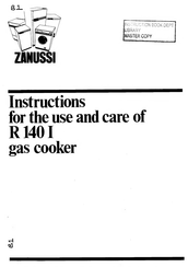 Zanussi R 140 I Instructions For The Use And Care