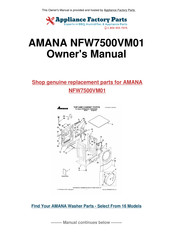 Amana NFW7500VM01 Use & Care Manual