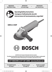 Bosch GWS11-450P Operating And Safety Instructions Manual