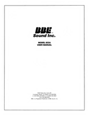 BBE 822A User Manual