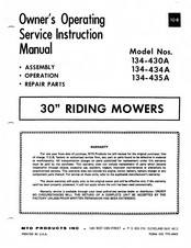 MTD 134-434A Owner's Operating Service Instruction Manual