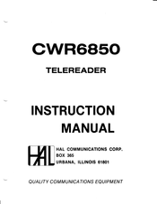 Hal Communications CWR6850 Instruction Manual