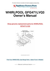 Whirlpool GFG471LVQ3 Installation Instructions Manual