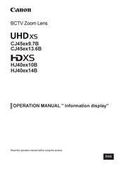 Canon HD XS HJ40ex14B Operation Manual