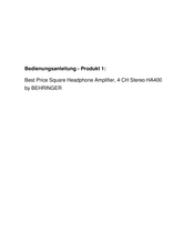 Behringer MICROMON MA400 Manual