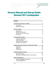 Genesis 501 Owners Manual And Set-Up Manual