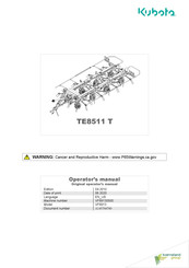 Kubota TE8511 T Operator's Manual