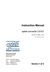Optek CONTROL 4000 Instruction Manual