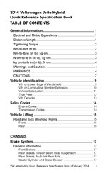 Volkswagen 2014 Jetta Hybrid Quick Reference