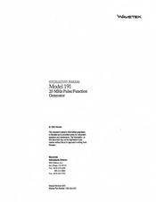 Wavetek 191 Instruction Manual